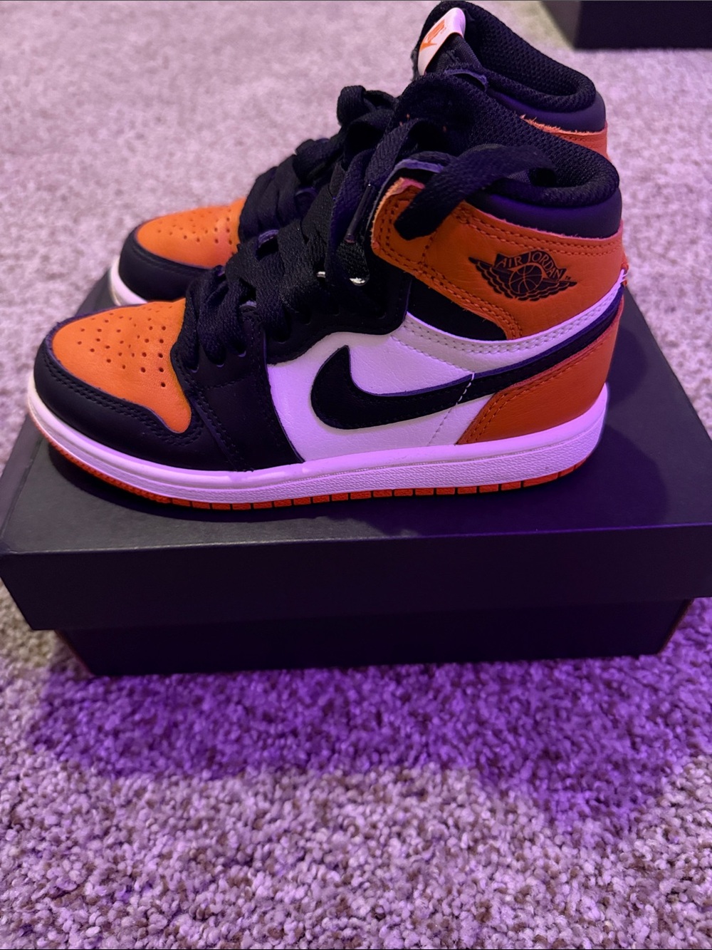 Jordan Kids Black, Orange & White High-Top Sneakers